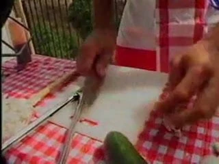 Gay chefs on terrace