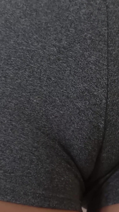 Big pussy girl playing with her package wearing panties and shorts | Clip 2
