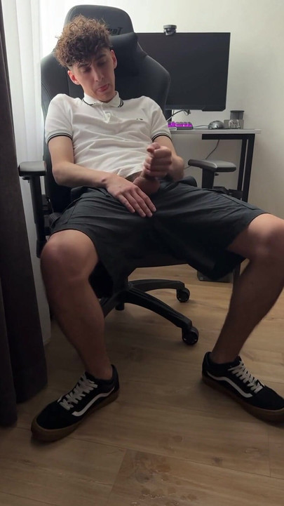 Epic moment from "Curly twink guy jerked off after college and cum"