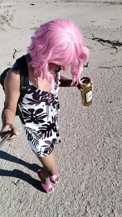 Cute Trans Barbie in New Pink Heels Goes for a Walk with Very Hot Ass and Cute Legs | Clip 1