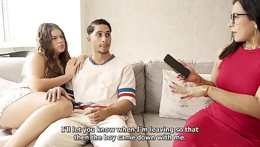 I'm stressed to see that my stepdaughter doesn't know how to ride her boyfriend's cock, so I show her