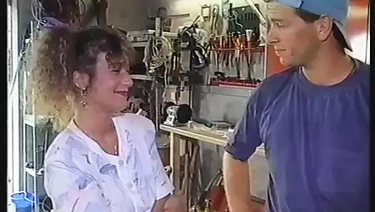 Curly haired blonde teen gives blowjob and gets her tight ass fucked