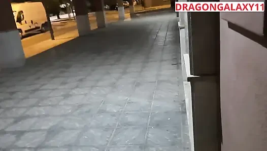 (risky public) Latina college flashing tits in the street and jerk off