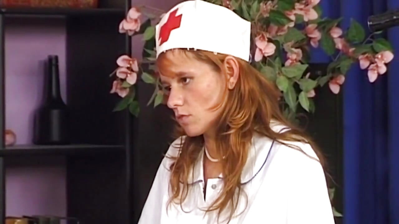 Redhead Nurse Spreads for Doctor Deep Exam