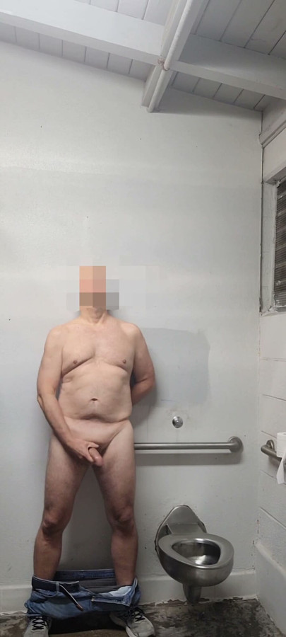Solosexual Old Man Stripped and Masturbating in Men's Room | Clip 1
