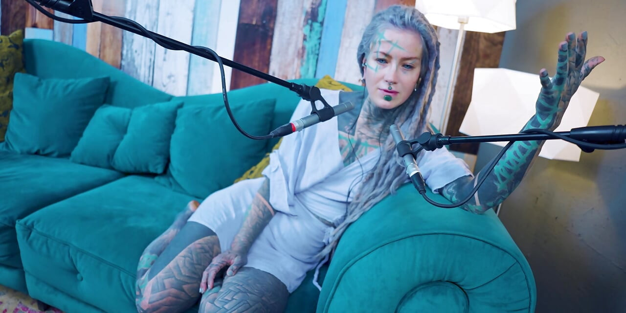 I talk about K - Kindness - ASMR podcast SFW talking goth skinny girl dreadlocks tattoo model inked girl