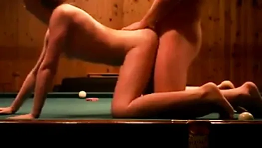 Horny jewish blonde fucks on pool table with Russian dude