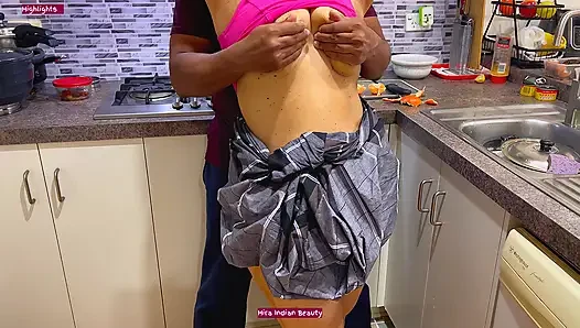 Amazing Desi Lungi Cosplay Standing Pussy Eating and Anal Fucking My Maid in the Kitchen