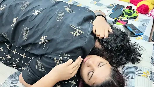 Feet kiss with boobs suck