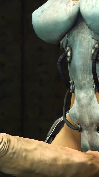 Emotional moment from "Sci-Fi fuck machine. Futa sex android plays with a sexy horny hottie in the space station"