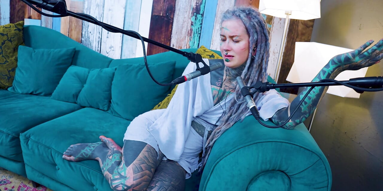 I talk about U - uncomfortable - ASMR podcast SFW talking goth skinny girl dreadlocks tattoo model inked girl