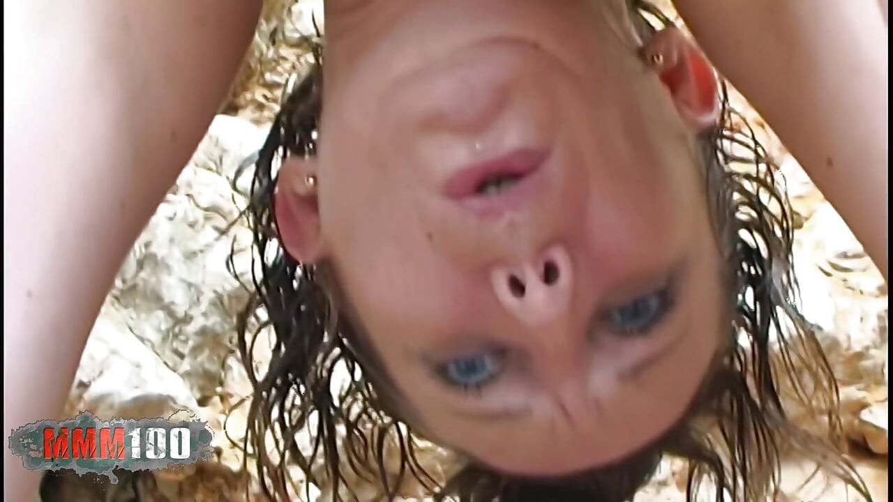 Francuska brunetka Ava Outdoor Beach Anal - dziki seks skalisty nad morzem