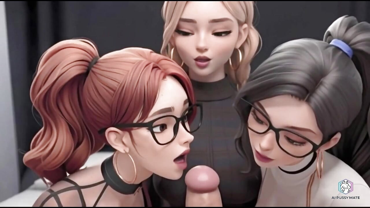 Three hot students are relaxing in an adult way (AI generated)