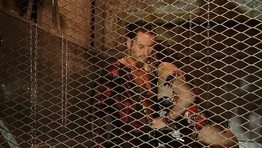 Delivers a steamy blowjob to her slave's cock in a BDSM affair