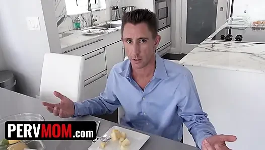 PervMom - skinny stepmom with big tits jumped on top of her stepsons throbbing cock