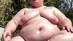 Fat Outdoor Naked Stretching and Squish