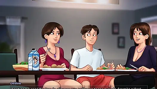 Aunt-in-law at Family Dinner Ends Up Tempting Landlady's Stepson - Summertime Saga