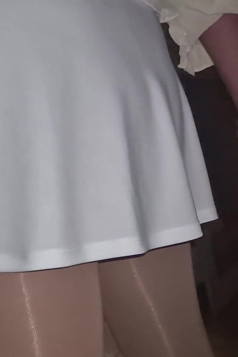 White Short Skirt Ass Watcher