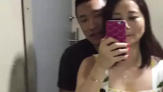 Slutty wife get fucked in public bathroom