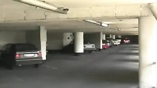 Pissing on a parking lot