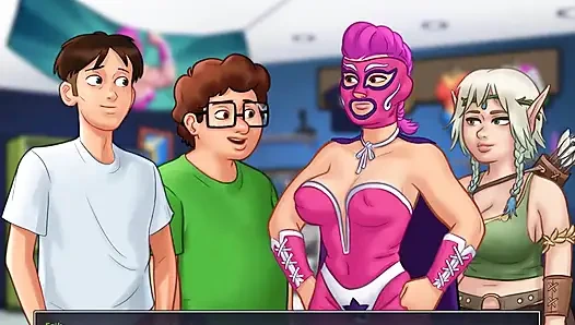 Summertime saga: stiefschwester wichst den schwanz ihres stiefbruers vor der cam-show, episode 98