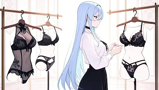 Esdeath yeni seksi iç çamaşırı almaya geldi ve pembe dildoyla biraz eğlenmek için geldi. Esdeath Hentai Cosplay