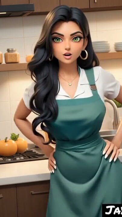 Fata indiană Jaya Anjali în bucătăria ei (model AI) | Clip 1