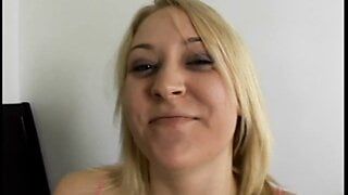 Randy cock sucking blonde gets a dick in her pussy and cum on her ass