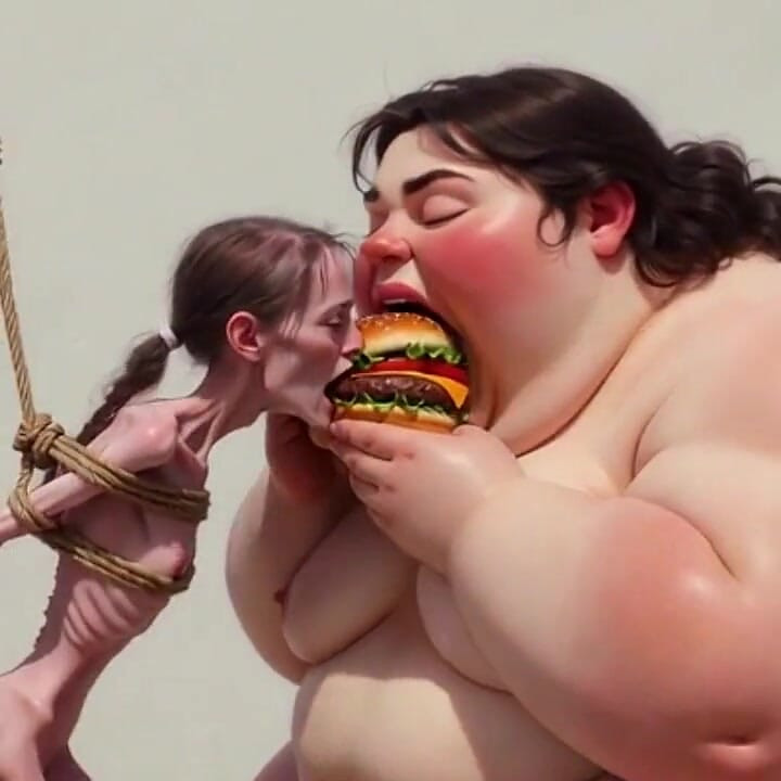 Intense Feeding Session - SSBBW Humiliates and Fattens Thin Girl