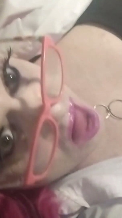 Krissy Sweets stroking her she cock in high heels and lingerie blowing hot juicy cum | Clip 1