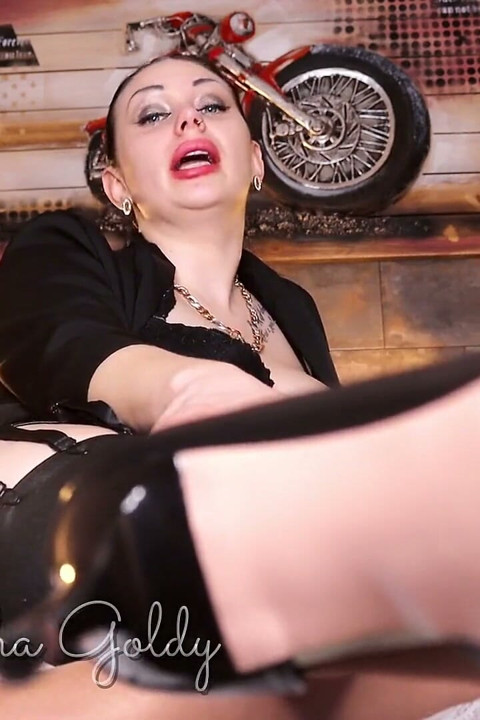 Lick the screen where is placed my high heels, cum on it, and lick it off, idiot