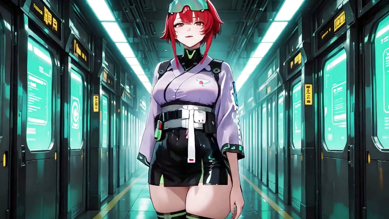 Ai-purple Kimono Seduction in the Neon Train Car, Fingertips Touching Collar, a Gaze That Drenches You!