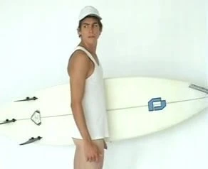 Surfer poses and then masturbates
