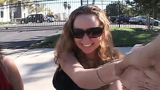 Hot girls eat cum after sucking massive cocks deep throat