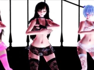 MMD Cyber Thunder Yuuka Kazami, Yamato and Cirno sexy dance