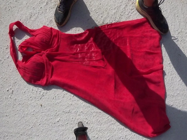 piss on red dress 5