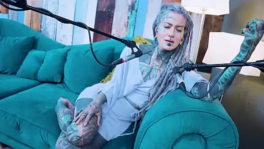 I talk about M - Music - ASMR podcast SFW talking goth skinny girl dreadlocks tattoo model inked girl