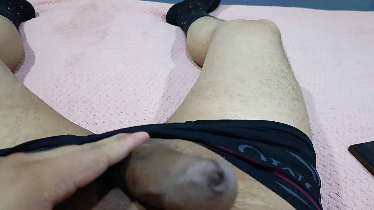 I massage my big cock on the hotel bed at night to really relax.