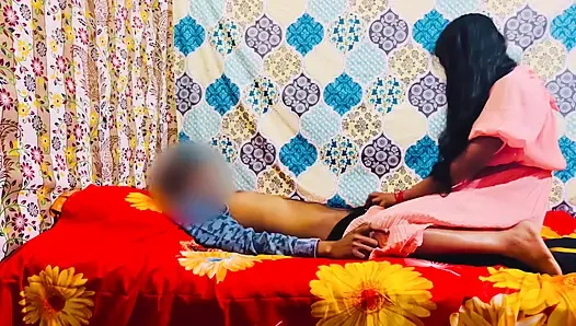 The girl came to her boyfriend's house to convince her but the boyfriend caught her and fucked her fast and made her scream