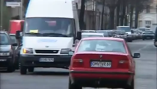 Scandalous German teacher gets fucked in the parking lot of a college in Germany