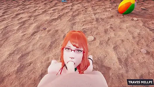 Plaj günü: kızıl saçlı üvey kız kardeşle çıplaklar plajı