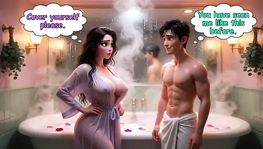 Kevin finds passion with his stepmother during a long winter absence (AI generated)