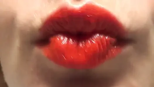 Französisches küssen mit mir! Roter lippenstift-fetisch!