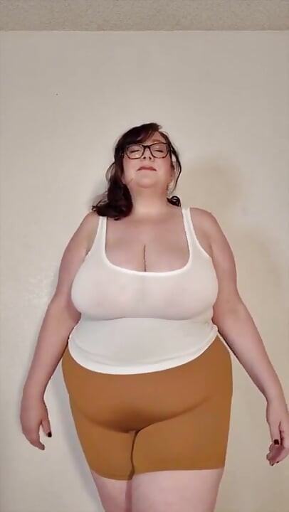 Big BBW Tits in Sheer White Tank Top