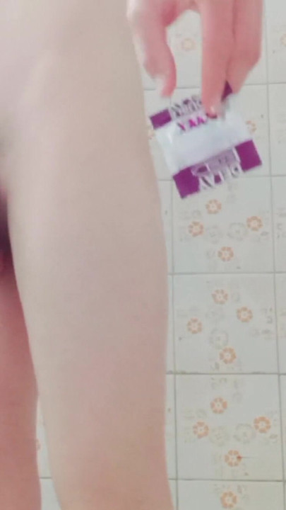 Unforgettable moment from "Shower Masturbation with Condom Fun💦"