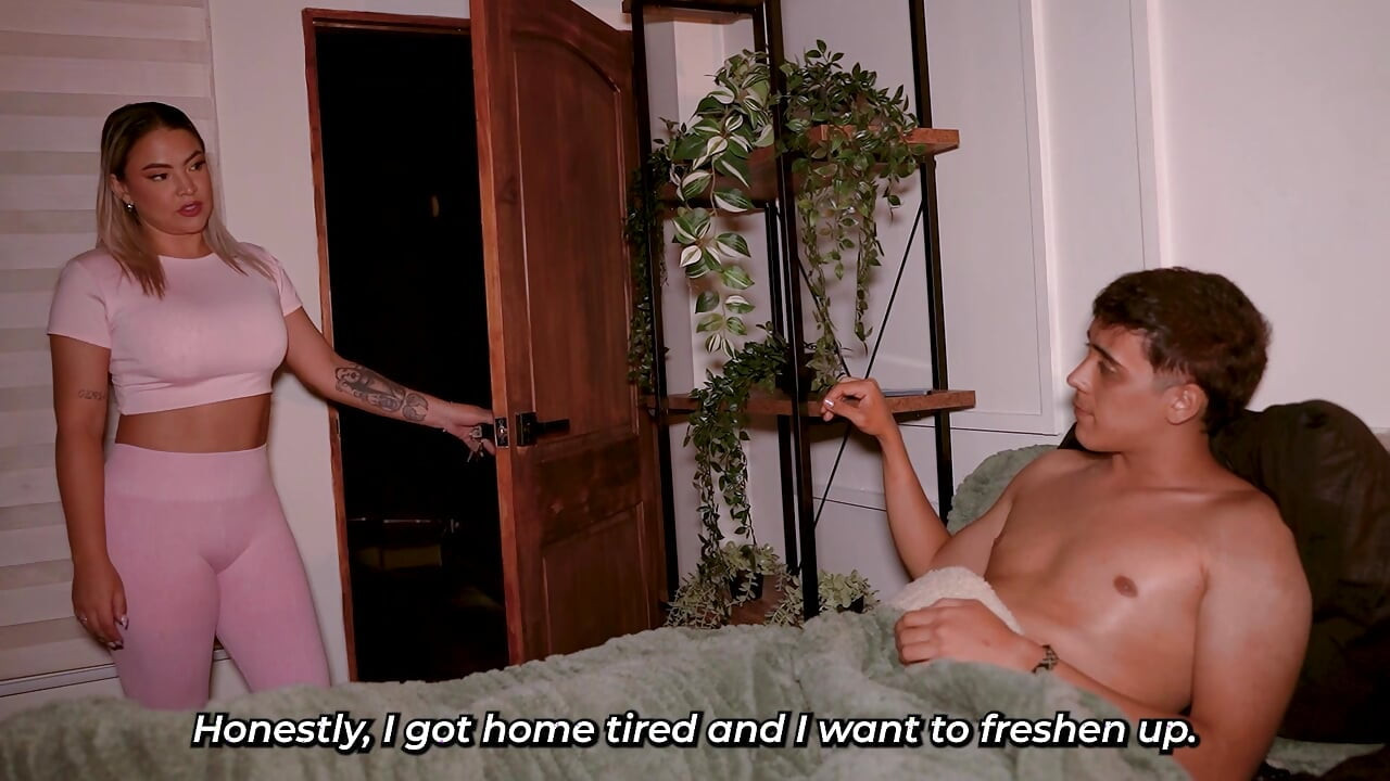 Stepson plays a prank on his stepmother while she's showering