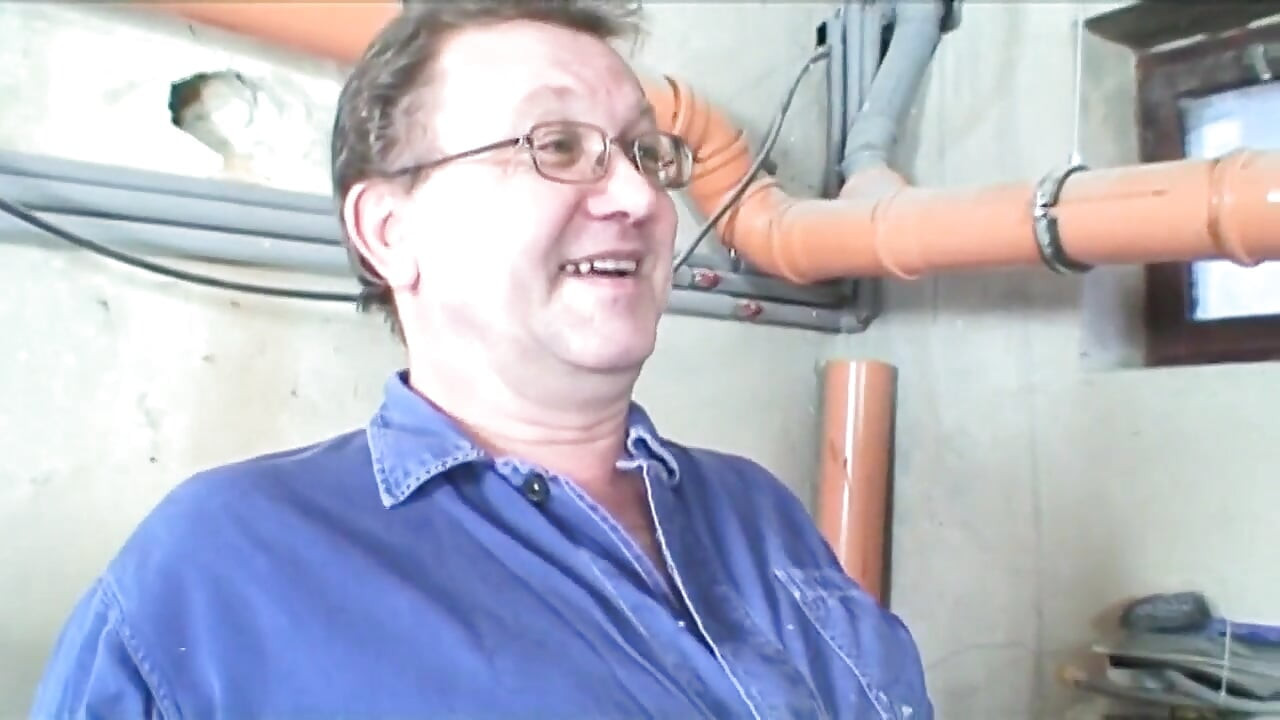 Old worker hits on a blonde teen sucking his cock