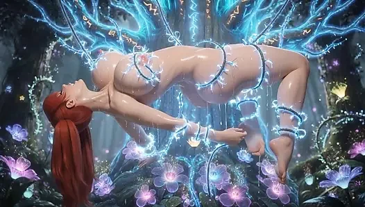 Shermie King of Fighters Magical Forest Vine tied   3D Hentai