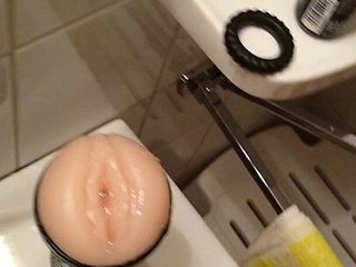 My oiled amateur cock wanked with cockring and cum