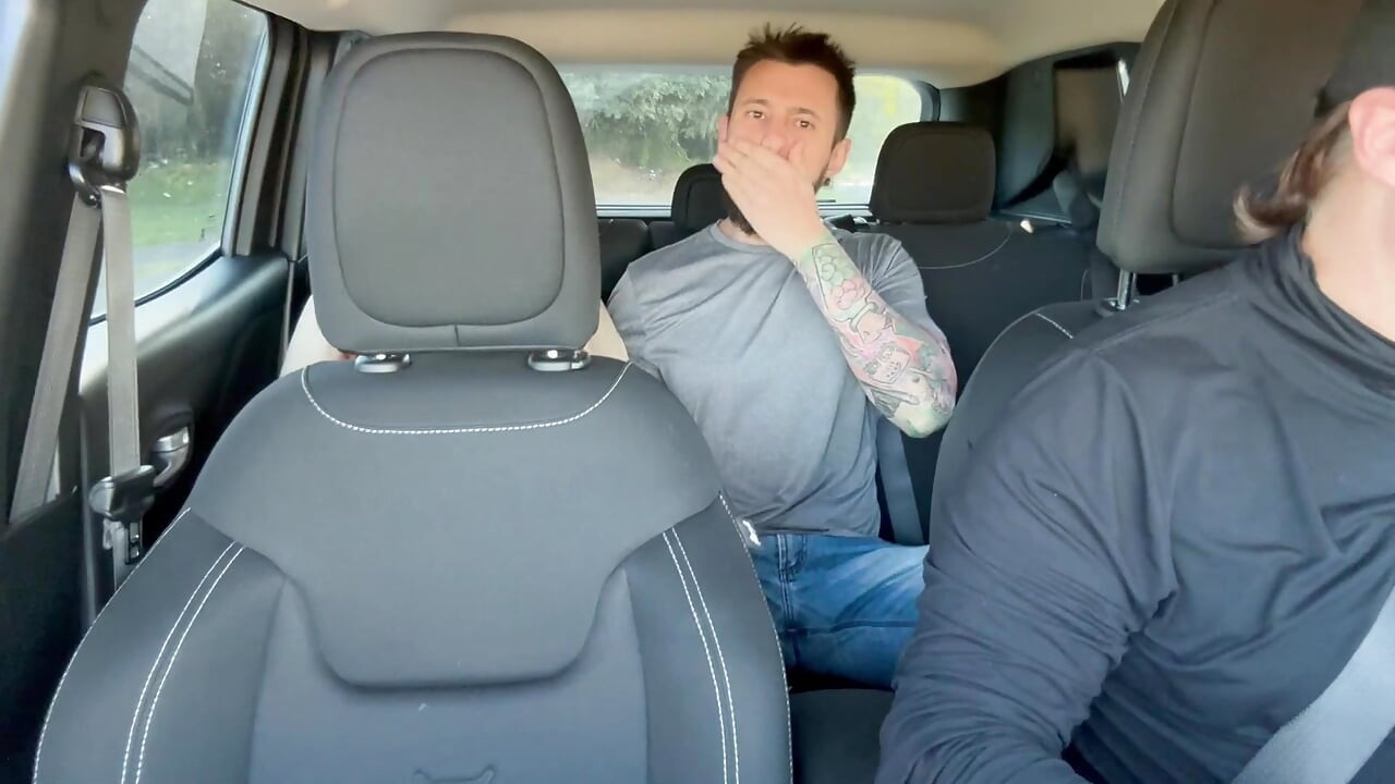 Couple Fucks in Uber Car During Traffic - Redhead Swallows Cum and Lets It Drip Out of Mouth